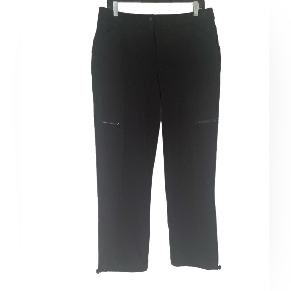 Zenergy by Chicos Black Utility Athleisure Pants Drawcord Ankle Travel 1.5 Short